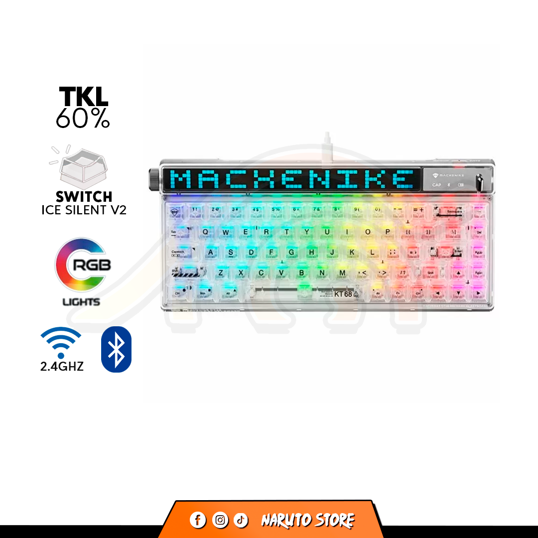 TECLADO MACHENIKE KT68-PRO WHITE SWITCH GATERON ICE SILENT V2 | USB ...